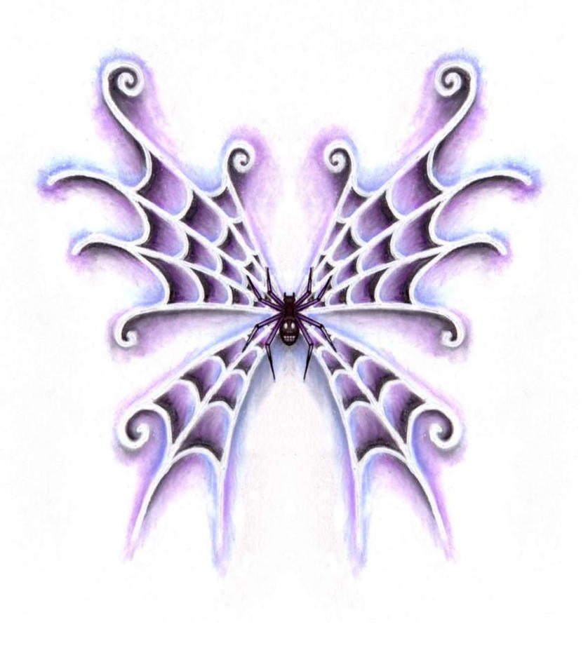 Wings Spider Tattoo Design