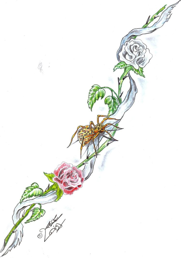 Spider Rose Tattoo Design | Flower Tattoo