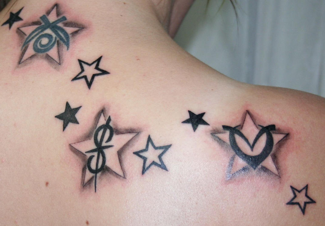 More Stars Letter Tattoo by