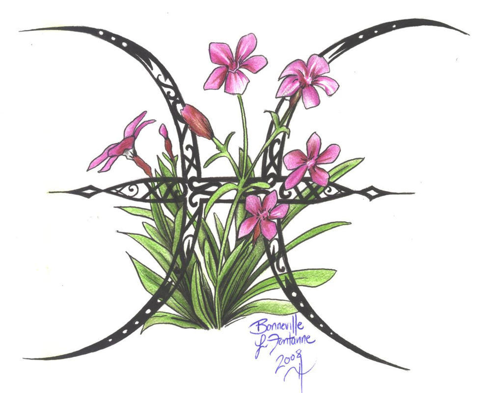 Zodiac Flower Design - Pisces | Flower Tattoo