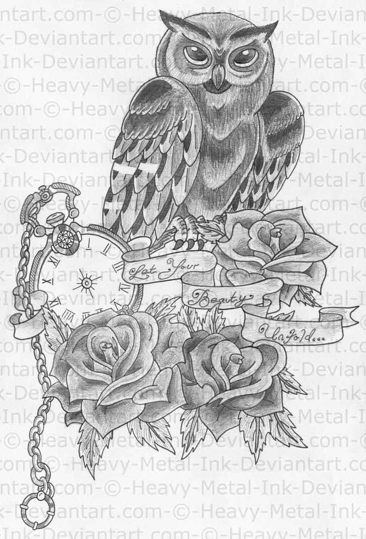 Owl Half Sleeve Tattoo Drawings