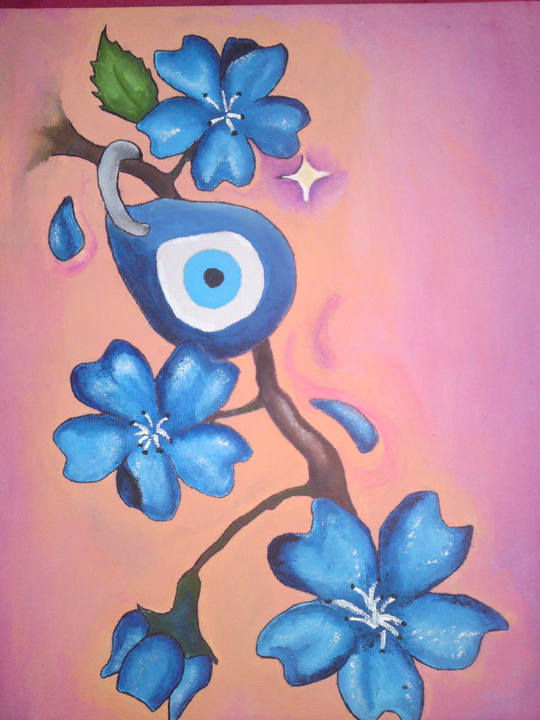 Blue Cherry Blossoms, Evil Eye by ~SuziHoda on deviantART