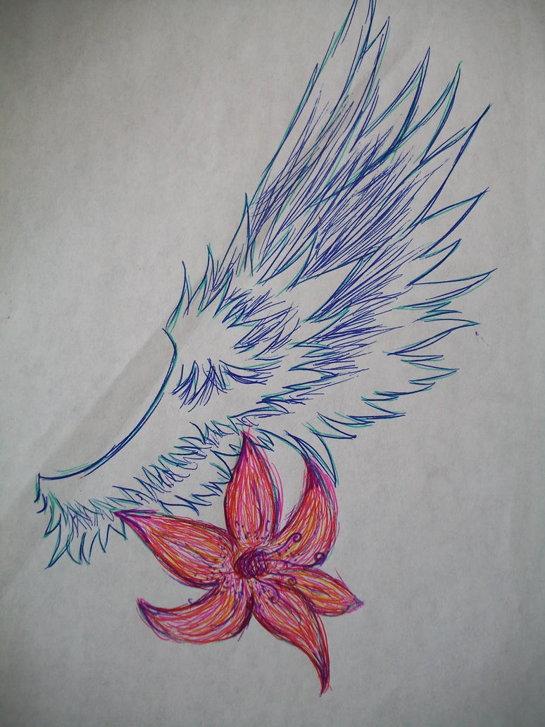 Angel wing tattoo colored fun