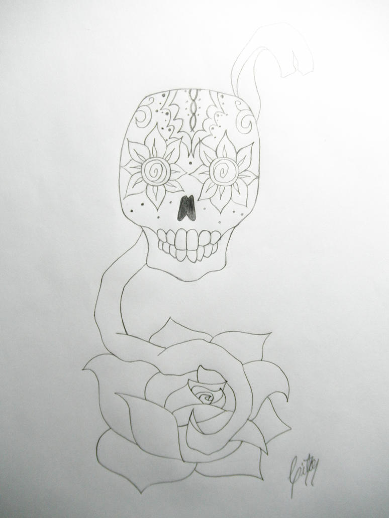 Mexican Skull plus Rose by