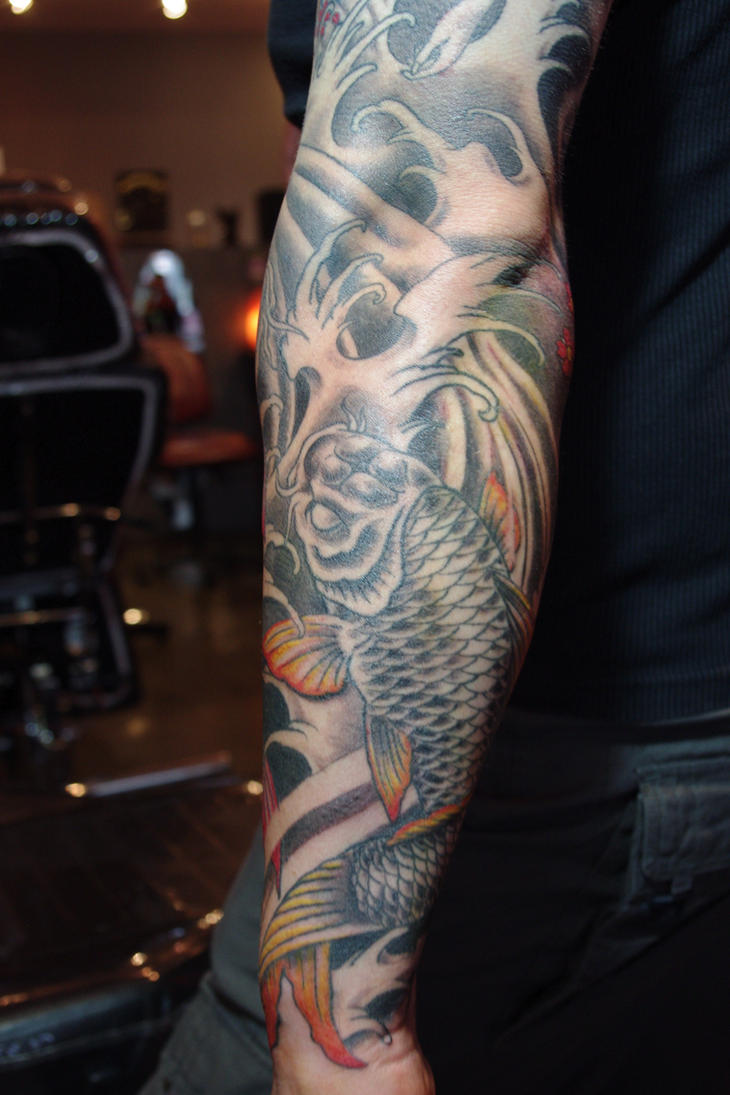 Japanese Koi Fish Tattoo Sleeve Picture 1