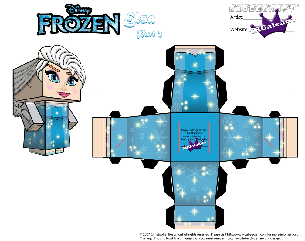 on Template From  by Disney's cubeecraft elsa  SKGaleana Elsa Frozen minecraft  papercraft P2