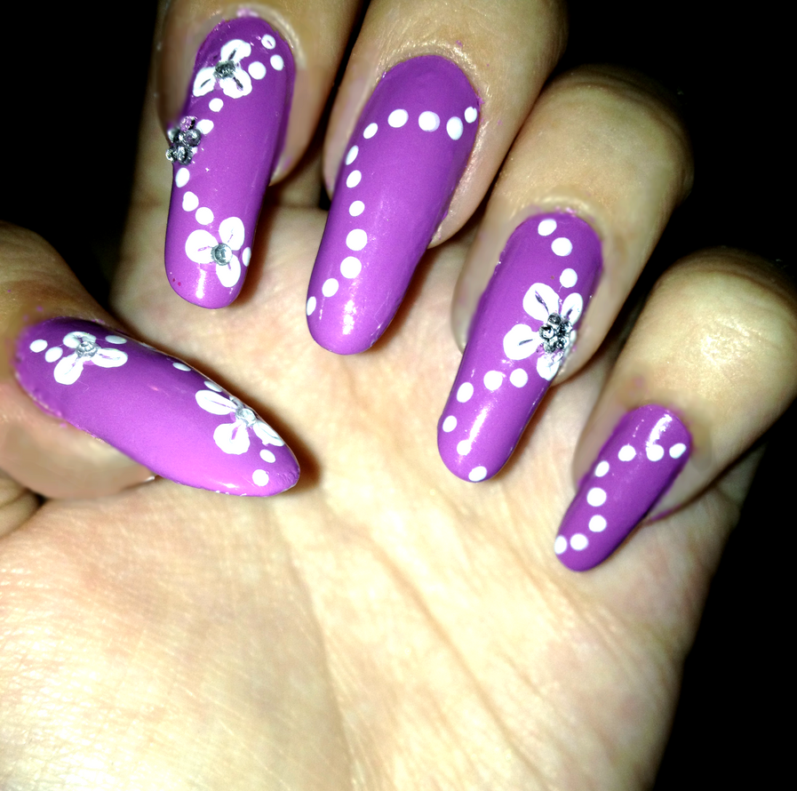 Purple flower nails by NnNiLe on DeviantArt