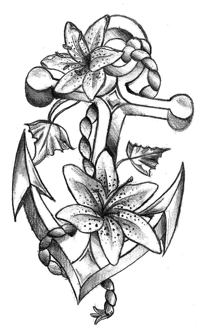 Anchor and Flowers Tattoo design by Patsurikku on DeviantArt